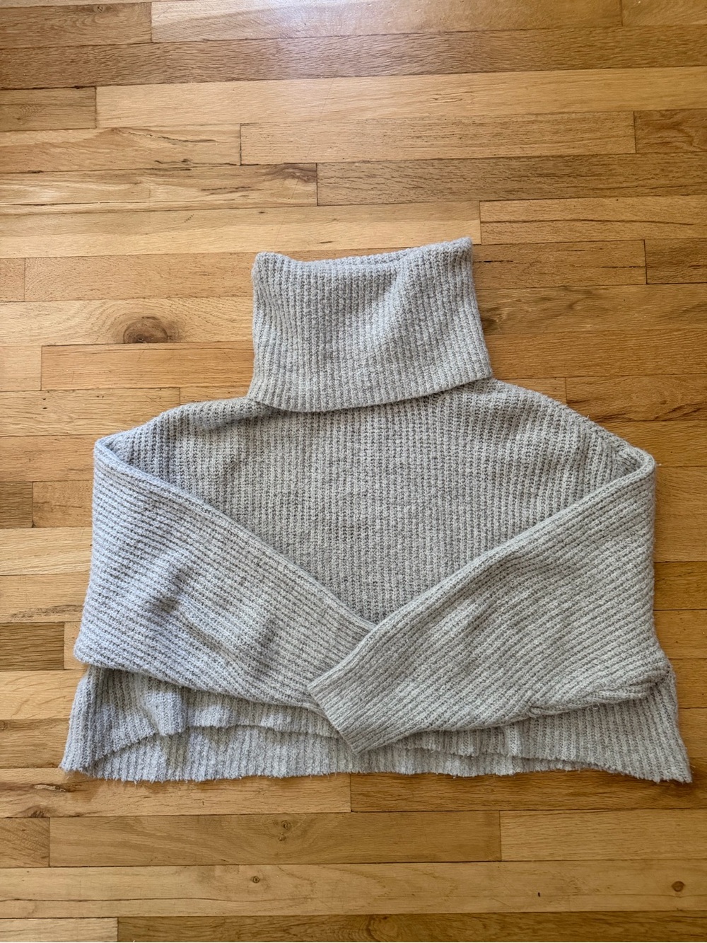 Zara Light Gray Ribbed Turtleneck Sweater